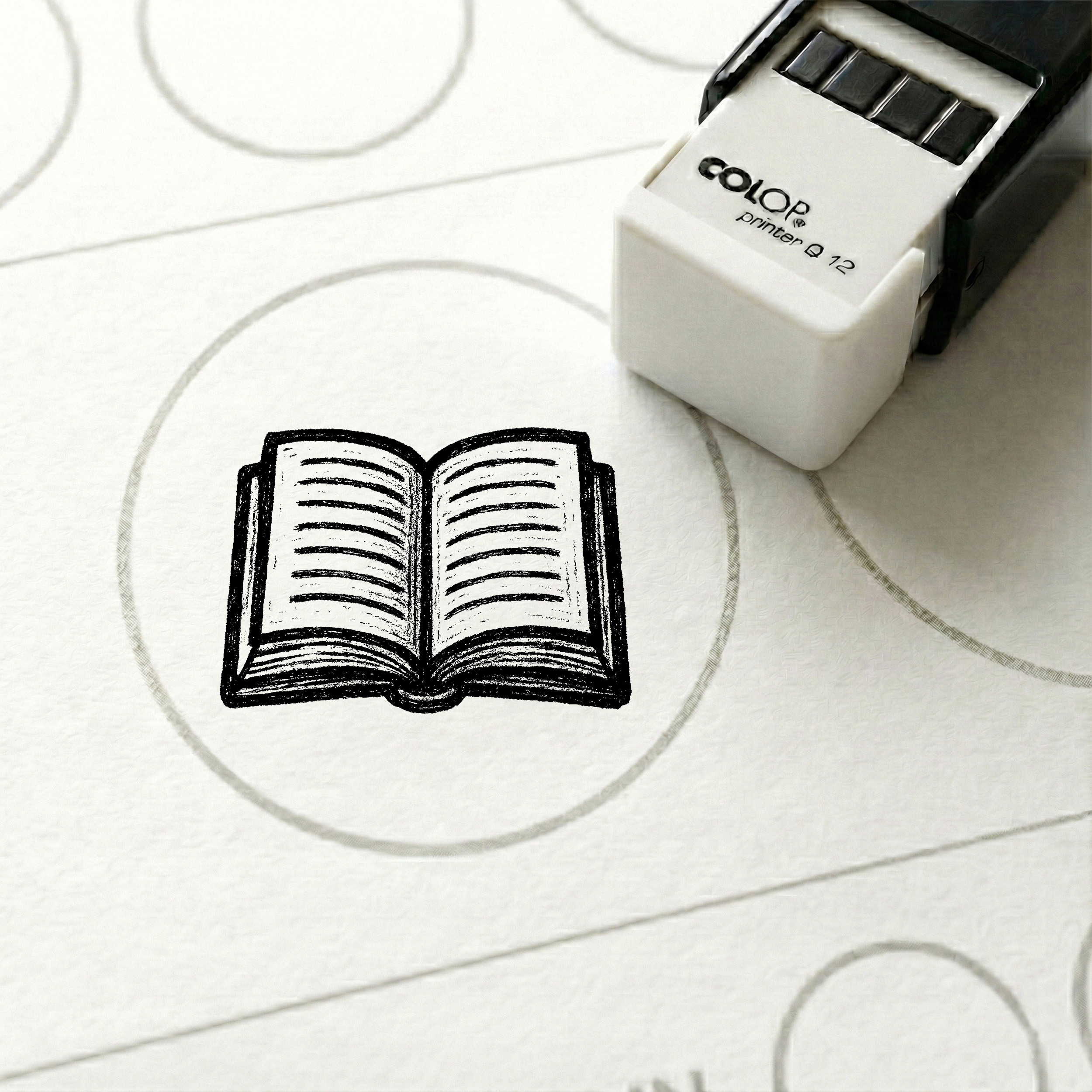 Bonusstempel Buch 10x10 mm – Bonuskartenstempel für Buchhandlung Buchladen Bücherei Literaturshop Schreibwarengeschäft