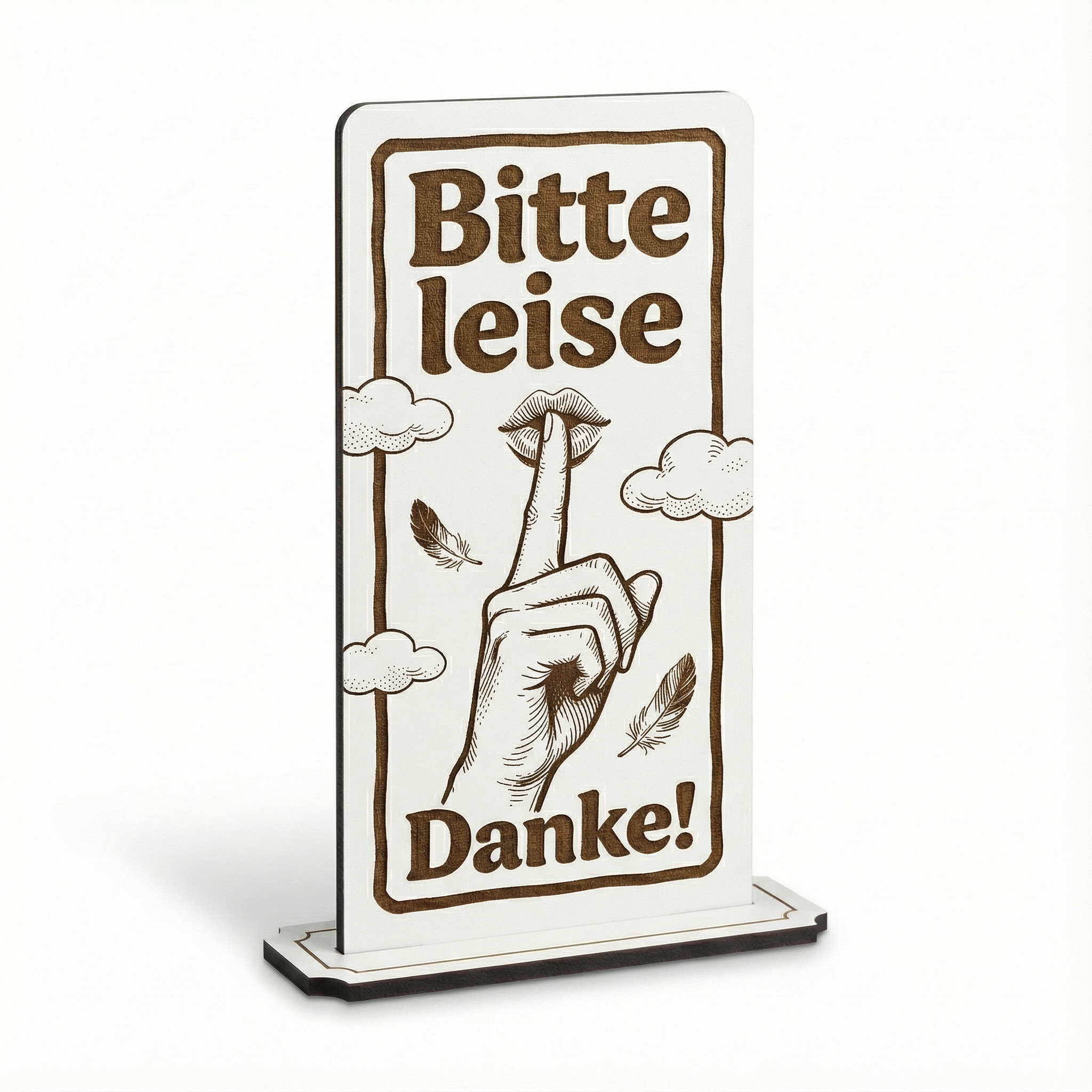 Aufsteller Schild „Bitte leise, danke“ – Tischaufsteller 10x20 cm inkl. Standfuß
