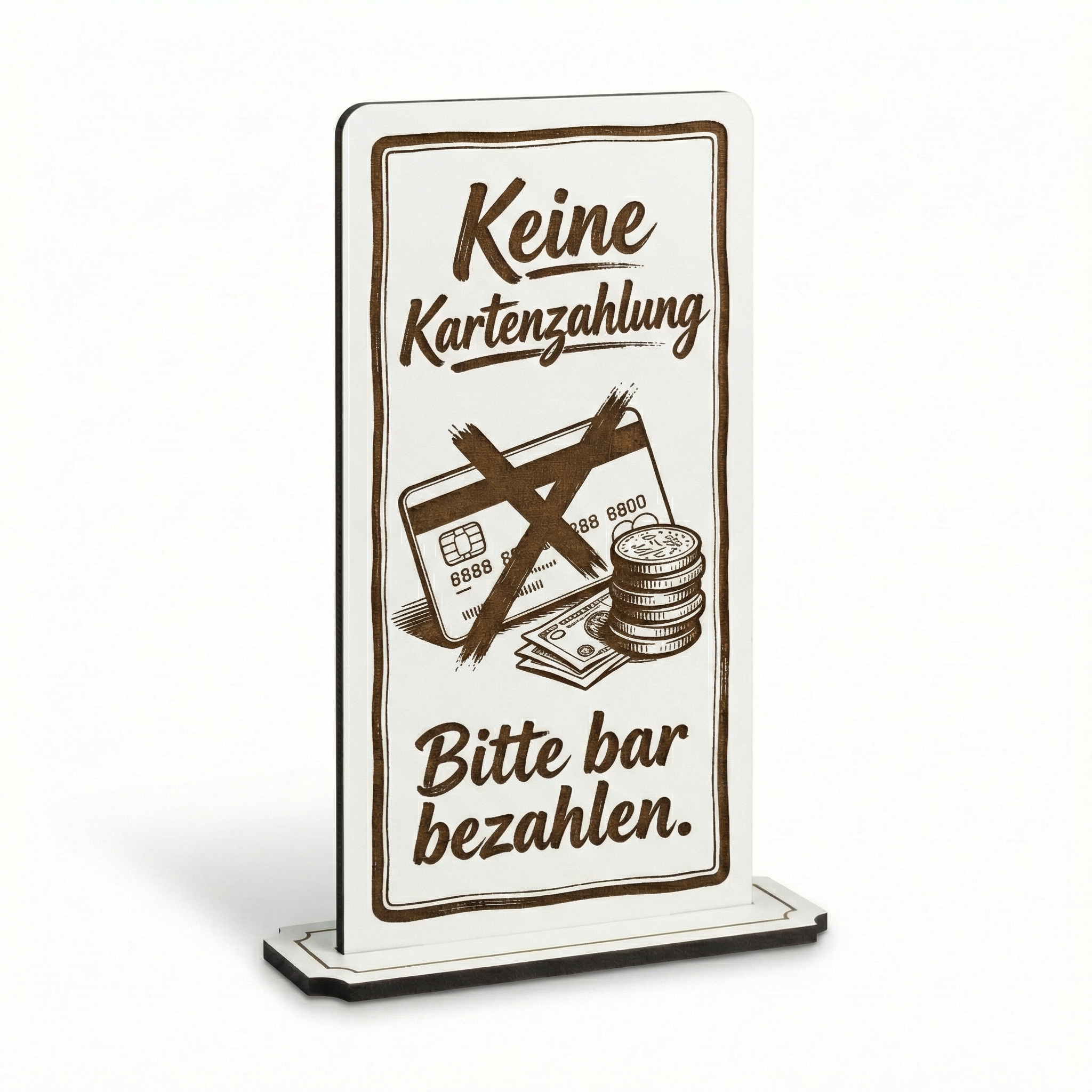 Aufsteller Schild „Keine Kartenzahlung“ – Tischaufsteller 10x20 cm inkl. Standfuß