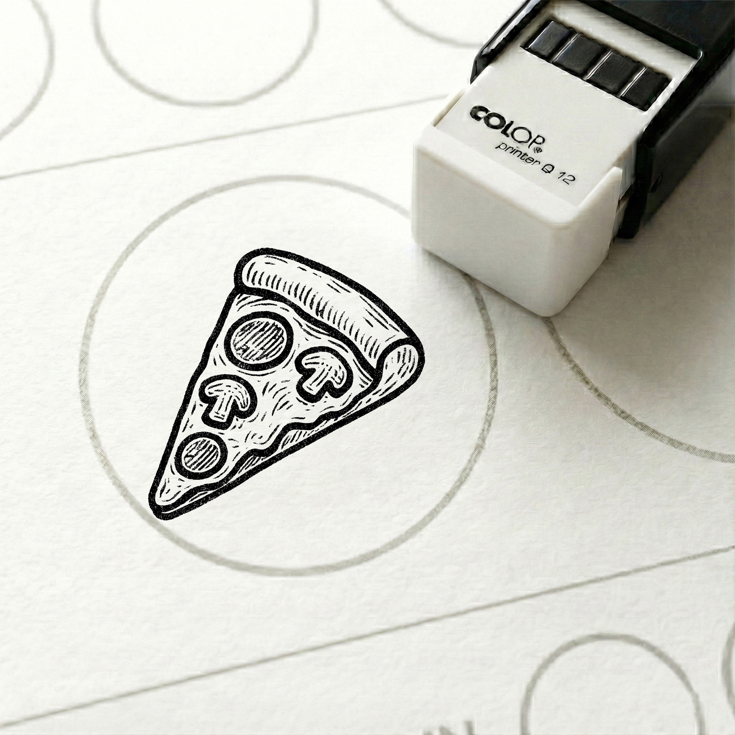 Bonusstempel Pizza Pizzastück 10x10 mm – Bonuskartenstempel für Pizzeria Italienisches Restaurant Imbiss