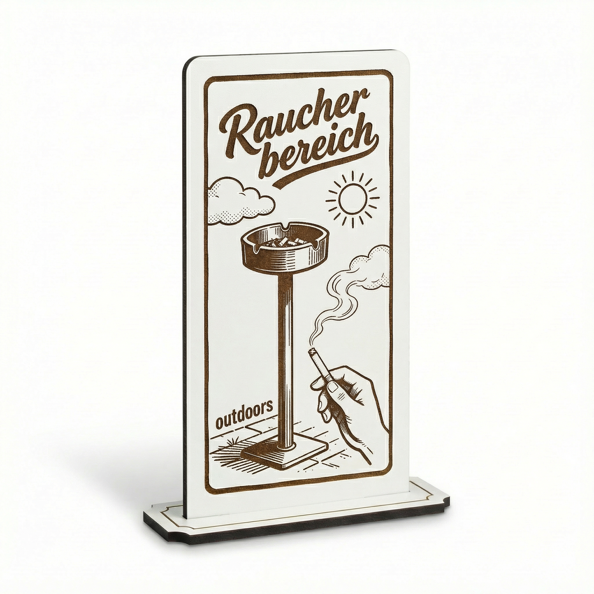 Aufsteller Schild „Raucherbereich“ – Tischaufsteller 10x20 cm inkl. Standfuß