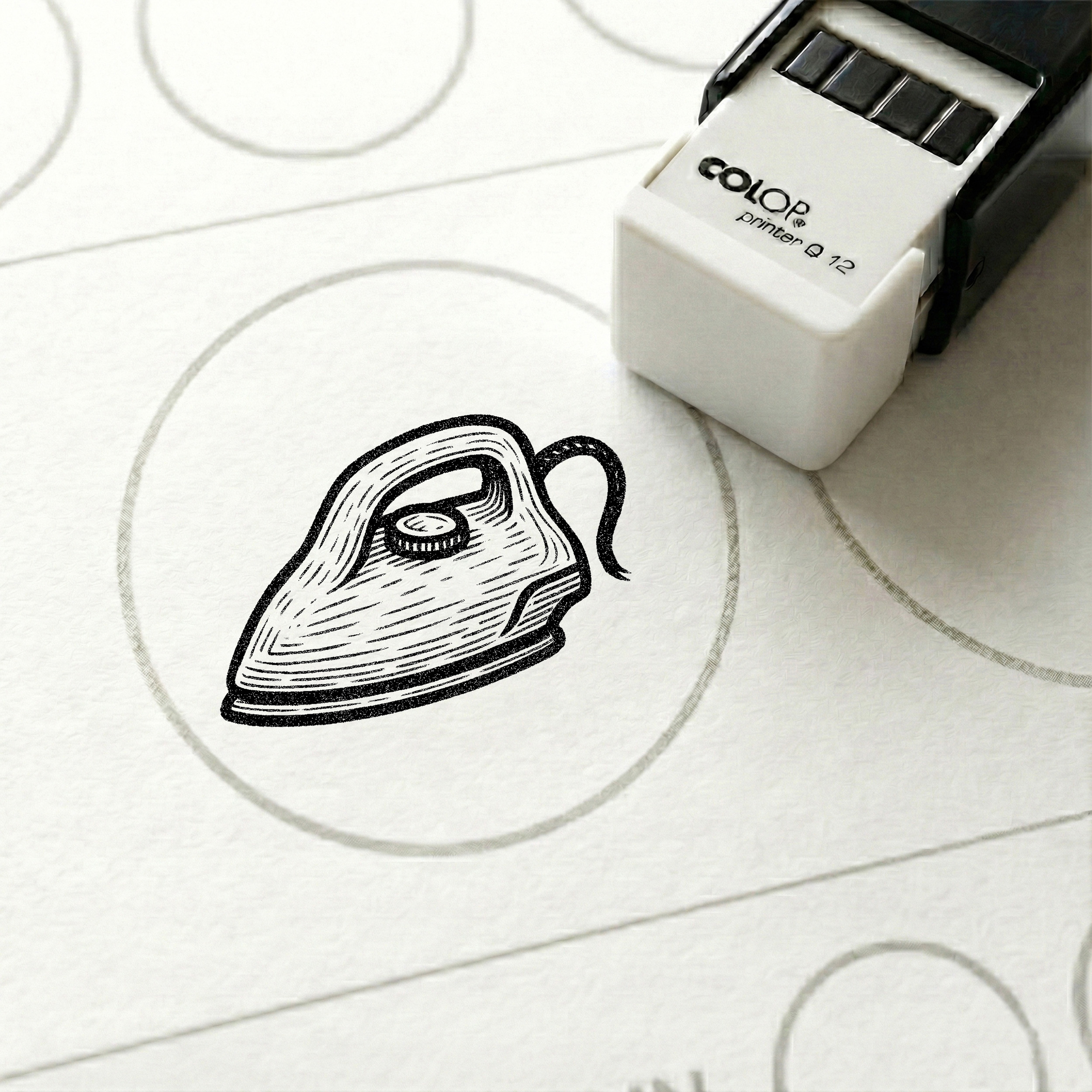 Bonusstempel Bügeleisen 10x10 mm – Bonuskartenstempel für Wäscherei Reinigung Textilreinigung Bügelservice Kleiderreinigung