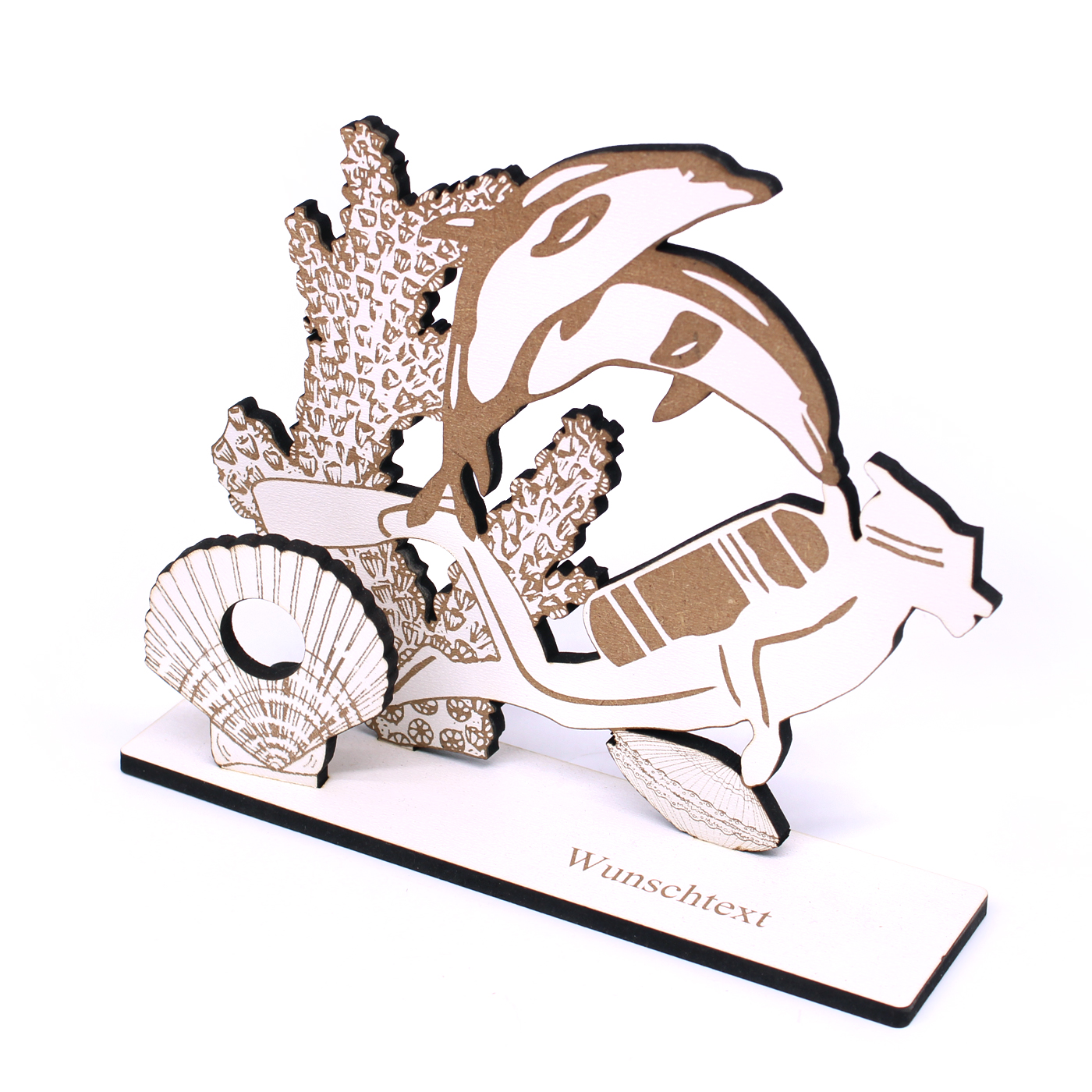 Geldgeschenk Tauchen - Taucher inkl. Wunschtext - Korallen Muscheln Delfine - Schild für Geld