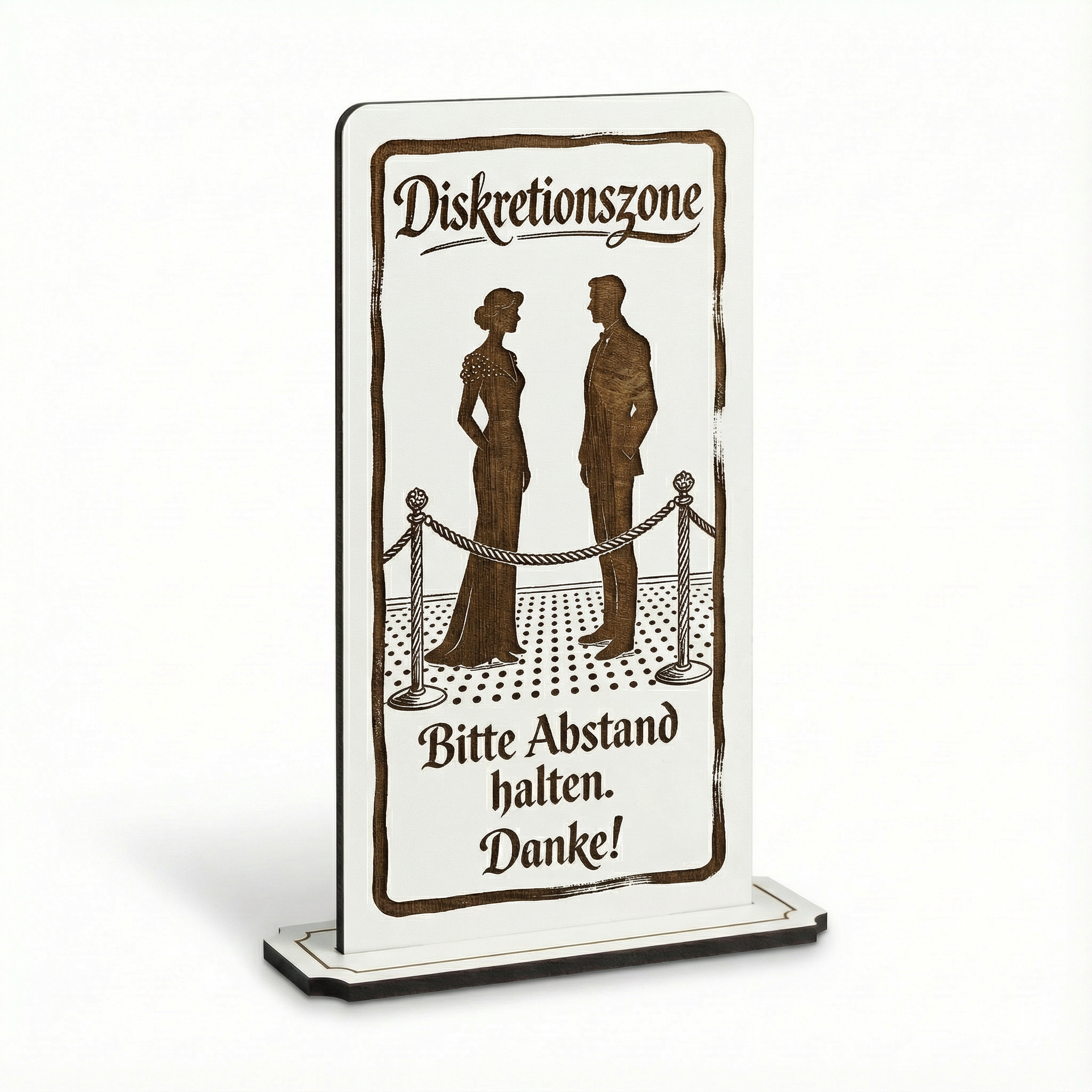 Aufsteller Schild „Diskretionszone“ – Tischaufsteller 10x20 cm inkl. Standfuß