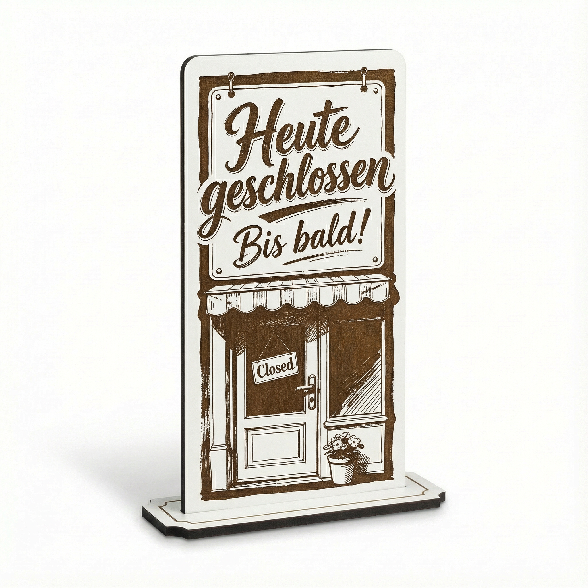 Aufsteller Schild „Heute geschlossen“ – Tischaufsteller 10x20 cm inkl. Standfuß