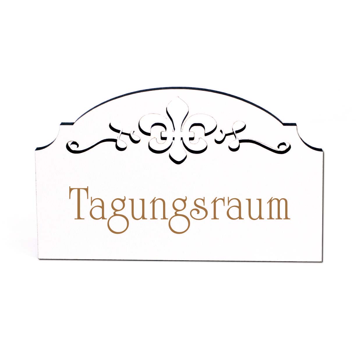 Tagungsraum Türschild Schild Holz Gravur Ornament selbstklebend Türdeko 15,5 x 9,5 cm
