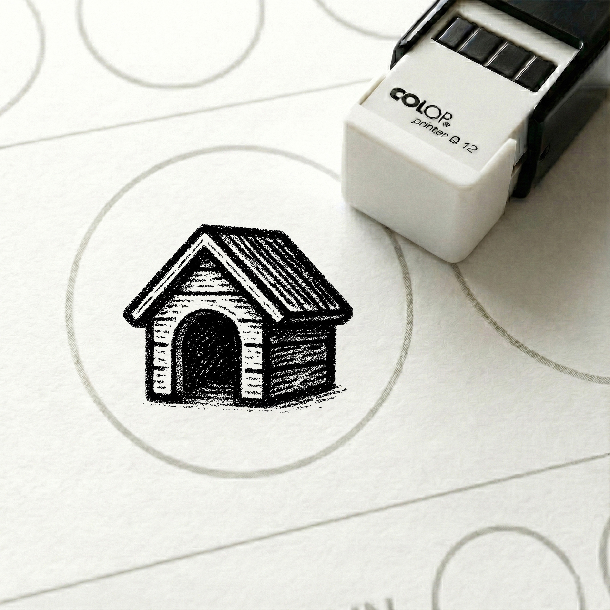 Bonusstempel Hundehütte 10x10 mm – Bonuskartenstempel für Hundesalon Fellpflege Grooming Studio Haustierpflege