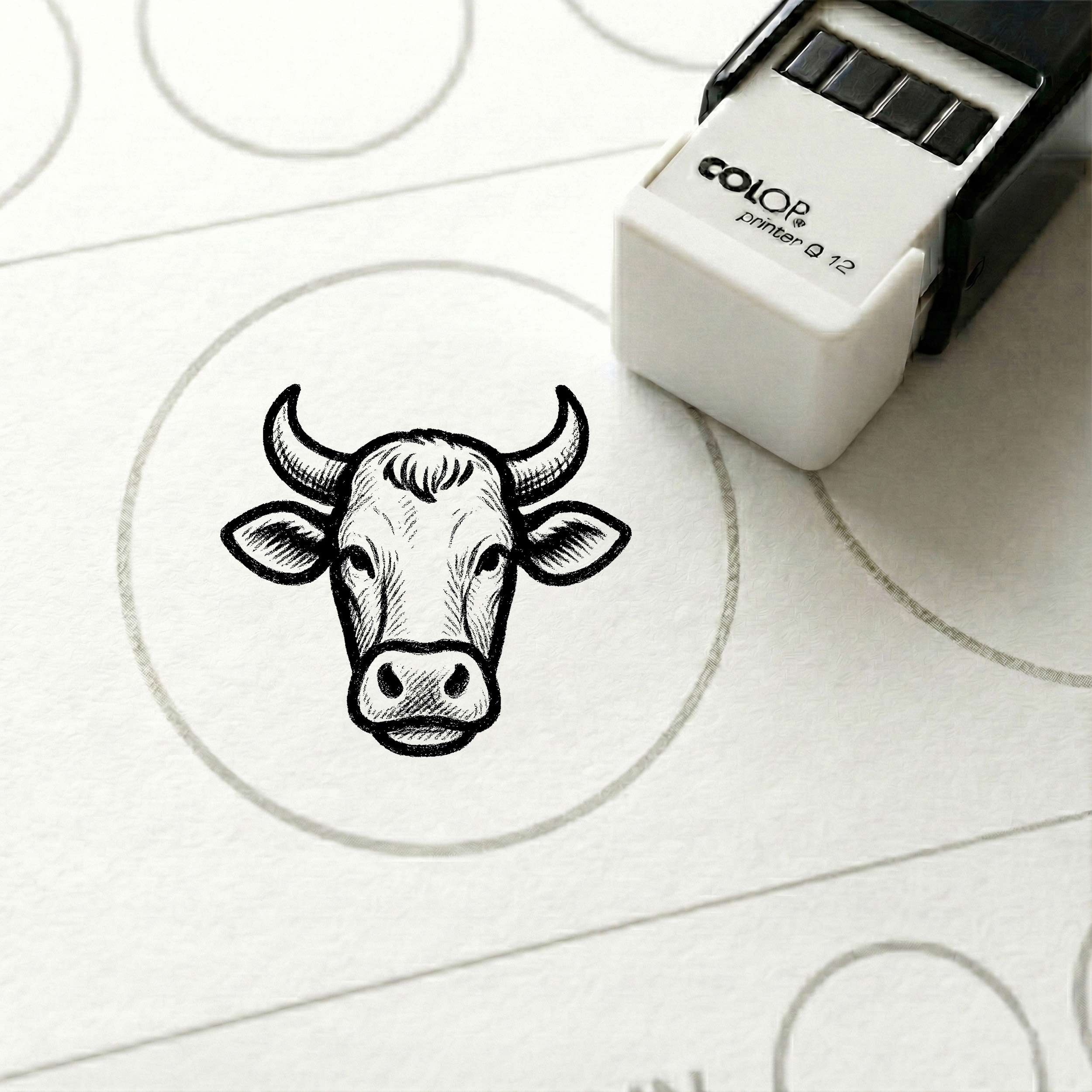 Bonusstempel Rind Kuh 10x10 mm – Bonuskartenstempel für Steakhouse Grillrestaurant BBQ-Restaurant Western-Grill