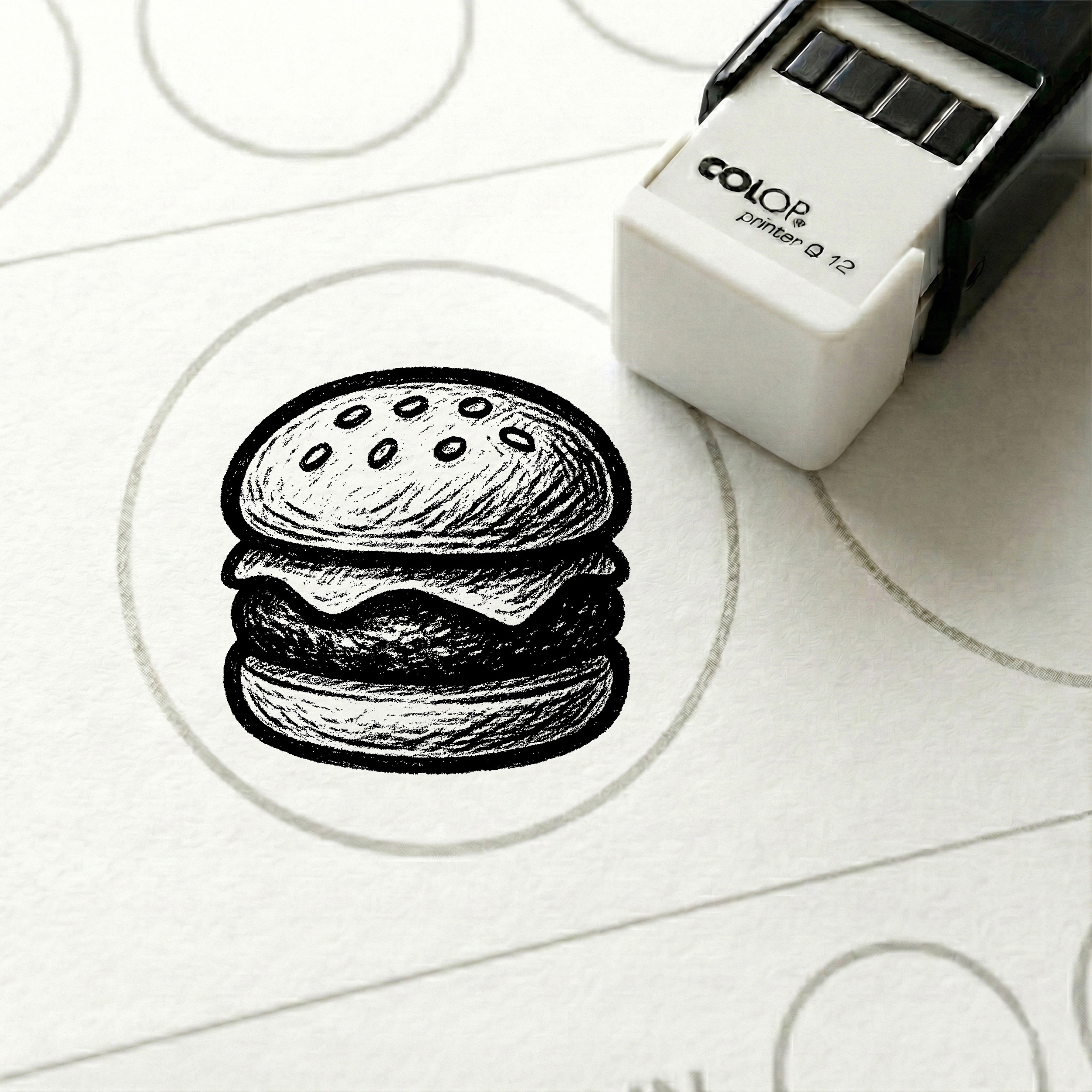 Bonusstempel Burger 10x10 mm – Bonuskartenstempel für Burgerladen Imbiss Grillhaus Fast-Food Diner