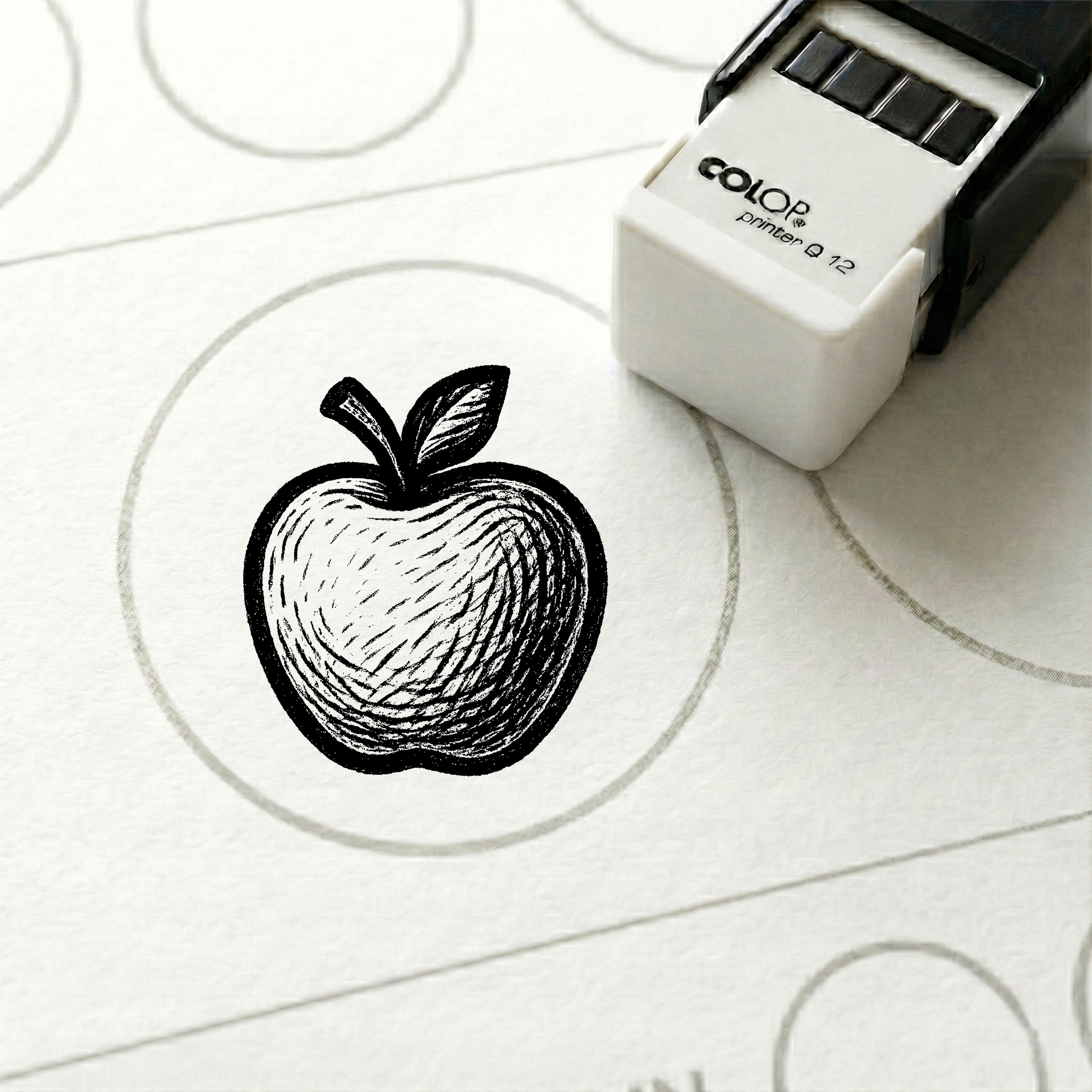 Bonusstempel Apfel 10x10 mm – Bonuskartenstempel für Lebensmittelgeschäft Supermarkt Obstladen Hofladen Bioladen