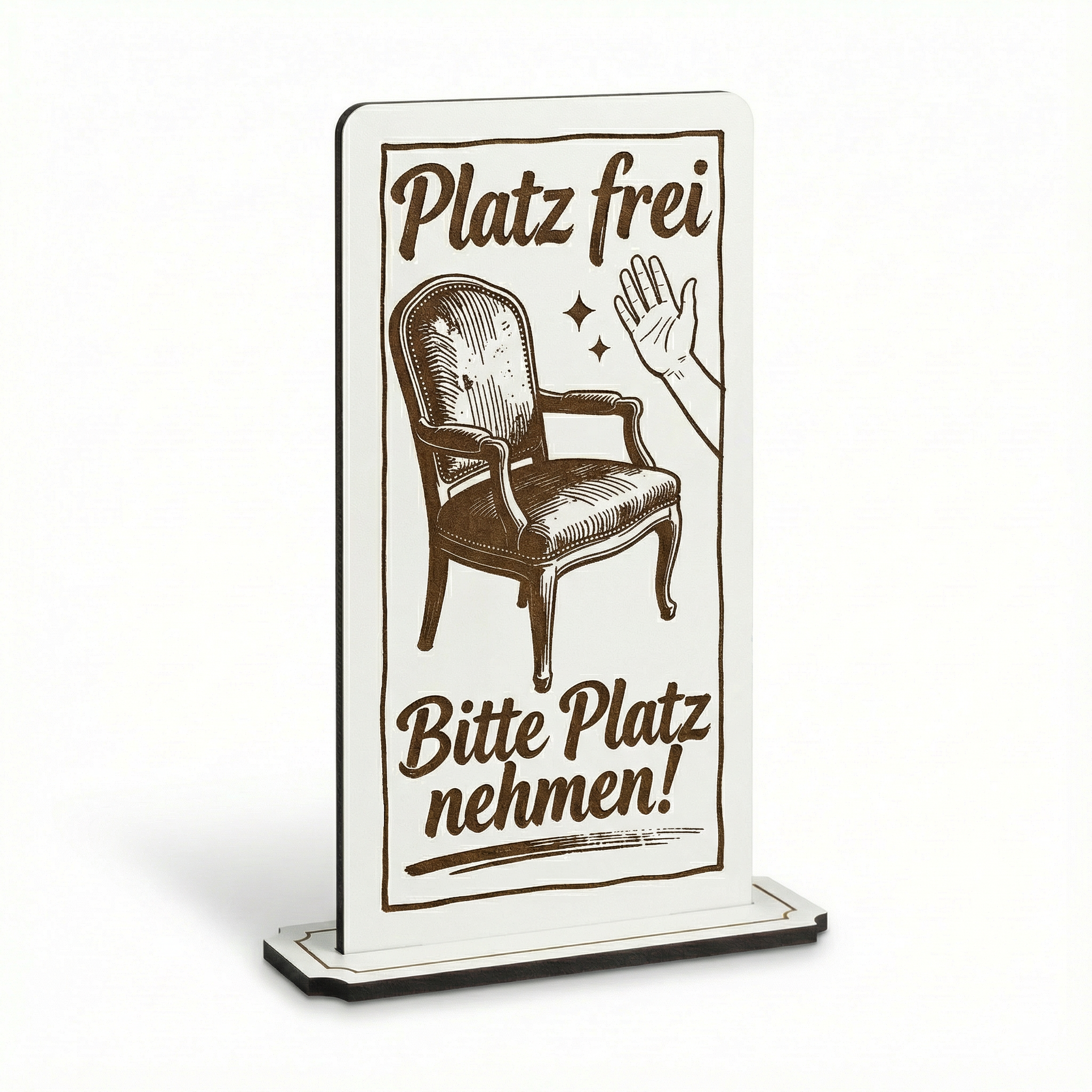 Aufsteller Schild „Platz frei“ – Tischaufsteller 10x20 cm inkl. Standfuß
