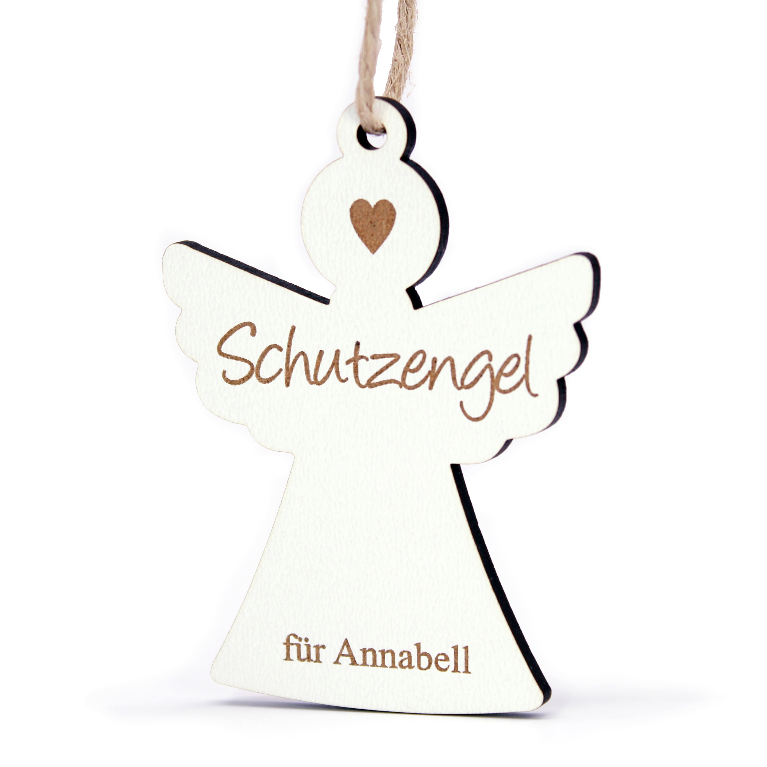 Schutzengel Anhänger aus Holz personalisiert – kleiner Engel als Geschenk, Glücksbringer, Taufgeschenk 4,5 x 6,5 cm
