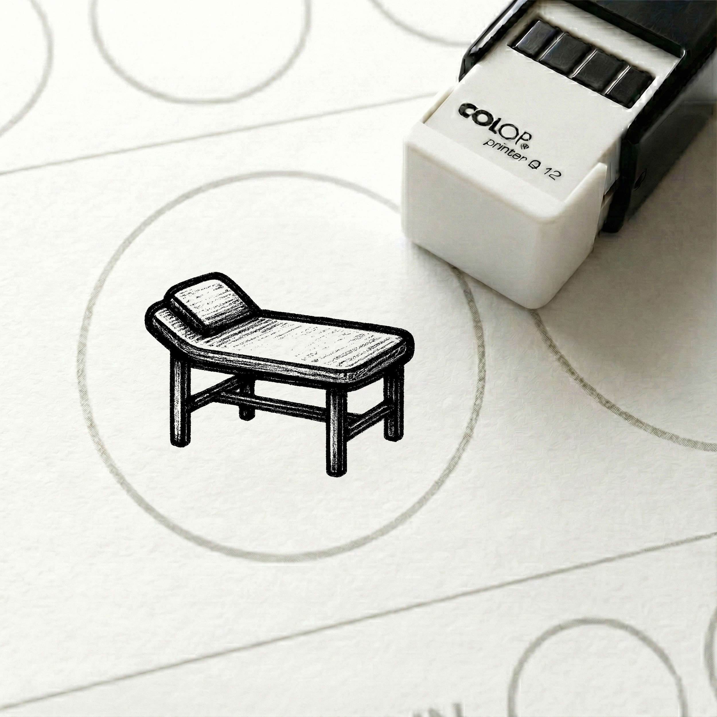 Bonusstempel Liege 10x10 mm – Bonuskartenstempel für Physiotherapie Reha-Zentrum Massagepraxis Therapiezentrum