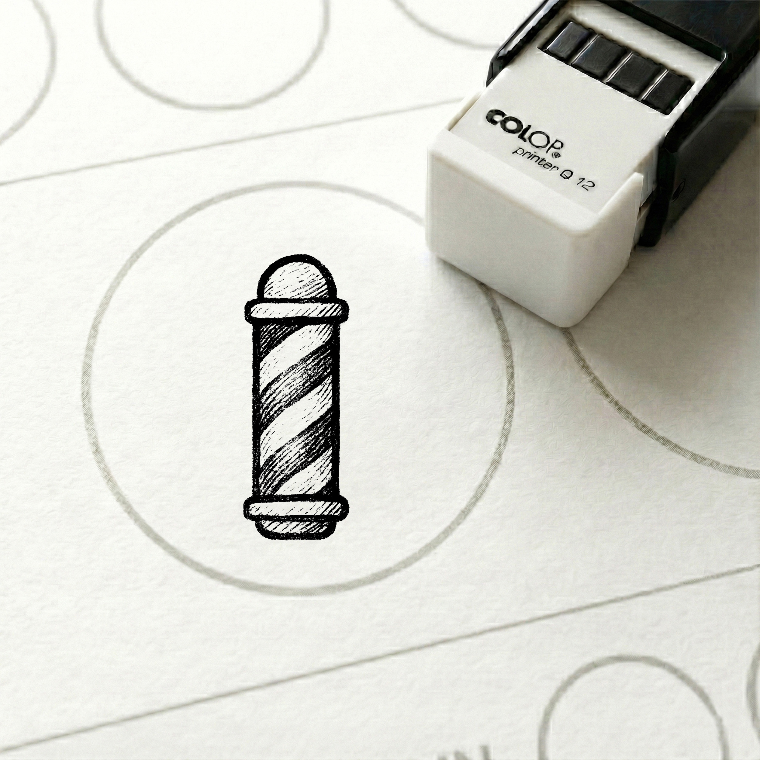 Bonusstempel Barber-Pole 10x10 mm – Bonuskartenstempel für Barber Barbershop Barbier Herrenfriseur